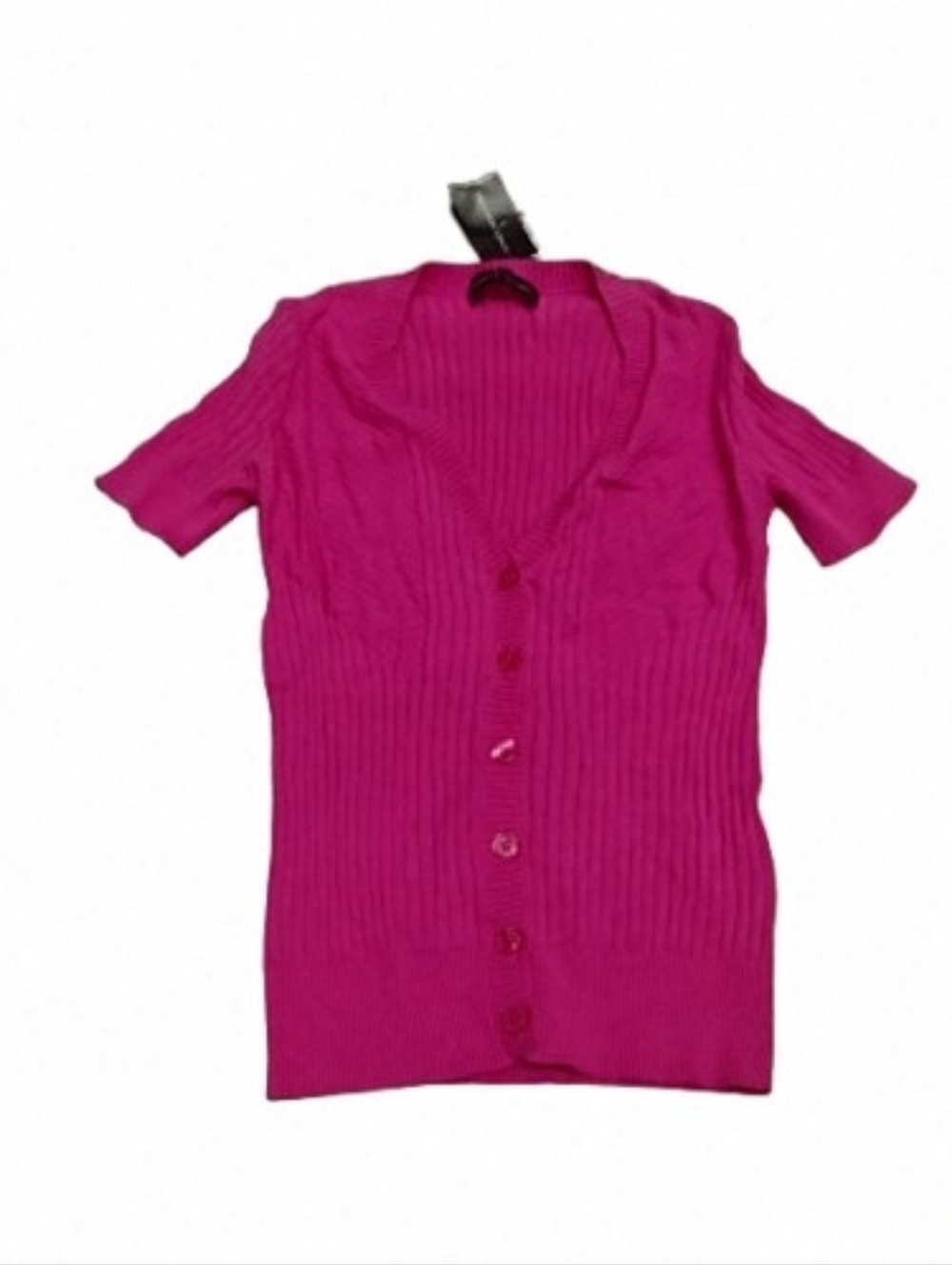 NWT 2000s Deadstock Jones New York Knit Pink Short Sleeve Cardigan Sz XXS XS